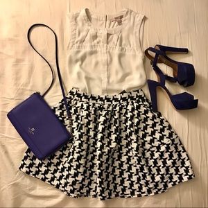 NWT Express Houndstooth high waisted flare skirt